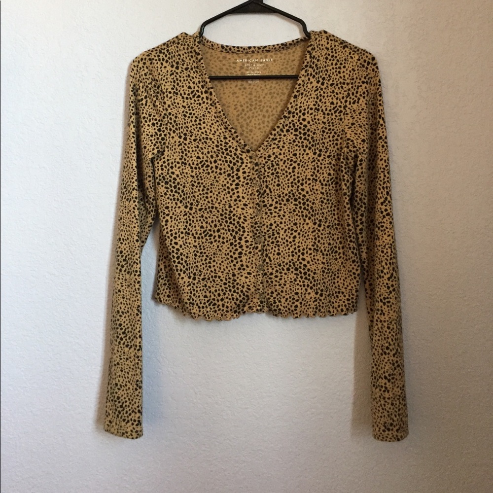 Cheetah print cardigan sweater